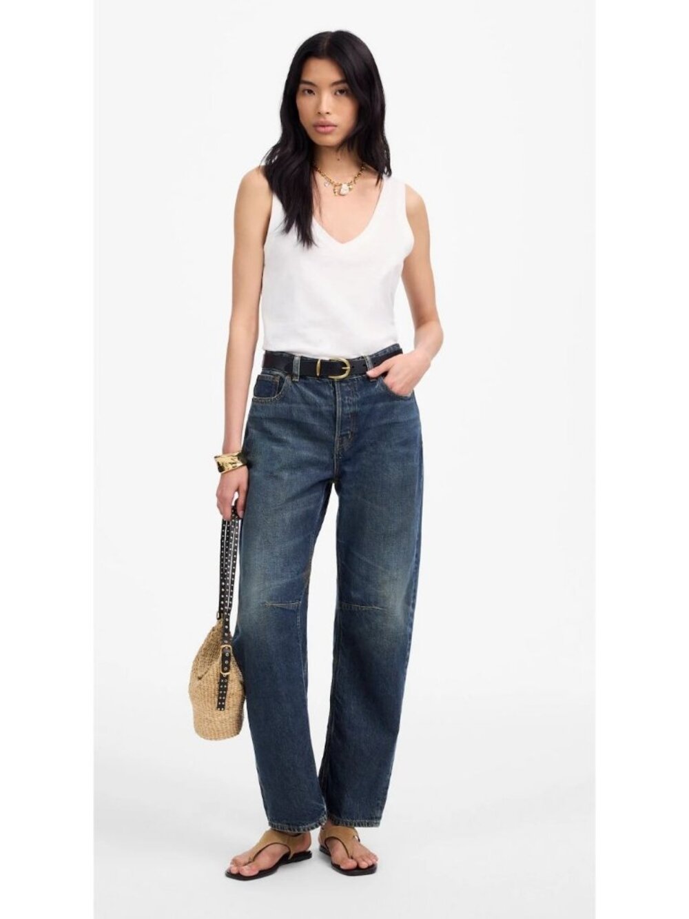 Madewell The Darted Barrel-Leg Jean in Danver Wash Blue Size 28 NWT NV382